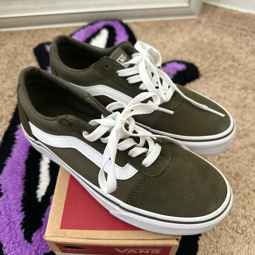 Vans Forest Green and White Sneakers